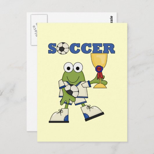 カエルサッカーのTシャツと贈り物 ポストカード (正面/裏面)