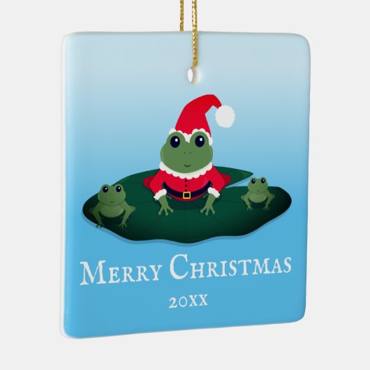 カエルサンタアニマルノベルティの年の漫画のクリスマス セラミックオーナメント (右)