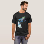 カエルジャンプ、水飛沫 - 両生類 - 楽しい Tシャツ (正面フル)