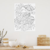 カエルスケッチ大人カラーポスター ポスター (キッチン)