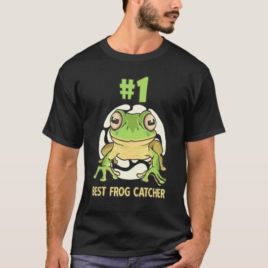 カエルデザイン第一位のカエル捕獲者 Tシャツ (正面)