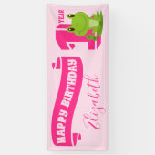 カエルハッピーバースデー1歳の女の子かわいいピンク 横断幕 (縦)