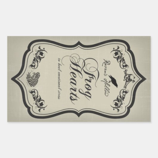 カエルハートハロウィーン瓶ステッカーラベル 長方形シール (正面)