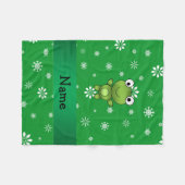 カエルパーソナライズされたの緑の雪の結晶の名前 フリースブランケット (正面(横))