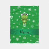 カエルパーソナライズされたの緑の雪の結晶の名前 フリースブランケット (正面)