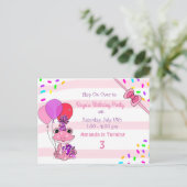 カエルパーソナライズされたをテーマにした女の子の誕生日パーティー ポストカード (スタンド正面)