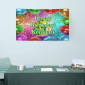 カエルパーソナライズされたキャラクター誕生日バナー 横断幕 (トレードショー)