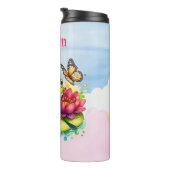 カエルパーソナライズされた、花、蝶 タンブラー (回転右)