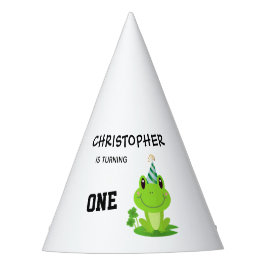 カエルパーティーファースト誕生日湿地グリーンフロギー パーティーハット