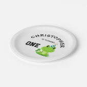 カエルパーティーファースト誕生日湿地グリーンフロギー ペーパープレート (アングル)