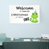 カエルパーティーファースト誕生日湿地グリーンフロギー 横断幕 (トレードショー)