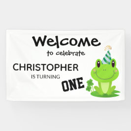 カエルパーティーファースト誕生日湿地グリーンフロギー 横断幕