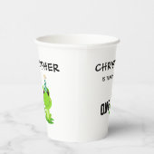 カエルパーティーファースト誕生日湿地グリーンフロギー 紙コップ (右)