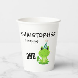 カエルパーティーファースト誕生日湿地グリーンフロギー 紙コップ