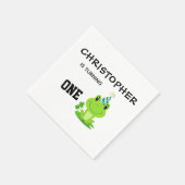 カエルパーティー最初の誕生日沼グリーンフロギーテープ スタンダードカクテルナプキン (角)