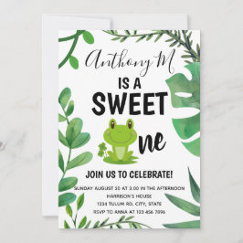 カエルパーティー1歳の誕生日フロギーテーマ 招待状
