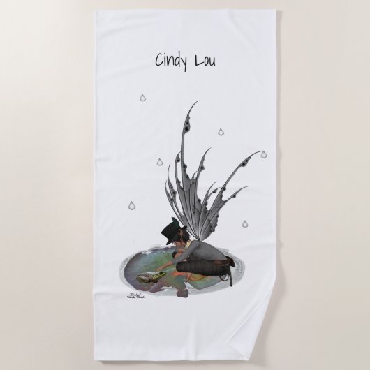 カエルビーチタオル付き男雨の妖精 ビーチタオル (正面)