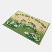 カエルフォントポーチマット、フロッグファミリーウェルカムマット ドアマット (アングル)