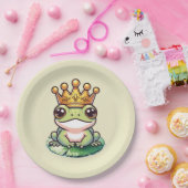 カエルプリンスイン金ゴールドクラウンベビーシャワー誕生日 ペーパープレート (パーティー)