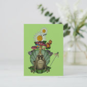 カエルプリンセスオン玉座かわいいはがき ポストカード (スタンド正面)