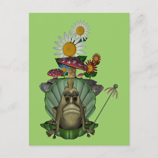 カエルプリンセスオン玉座かわいいはがき ポストカード (正面)