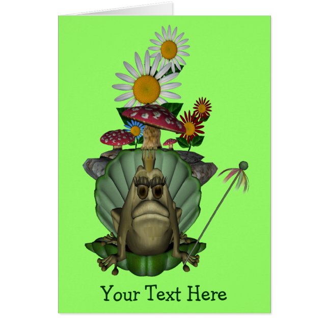 カエルプリンセスオン玉座かわいいカード (正面)