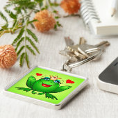 カエルプリンセスクラウンとハートグリーン キーホルダー (側面)