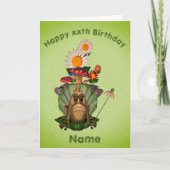 カエルプリンセスマッシュルームパーソナライズされた誕生日 カード (正面)