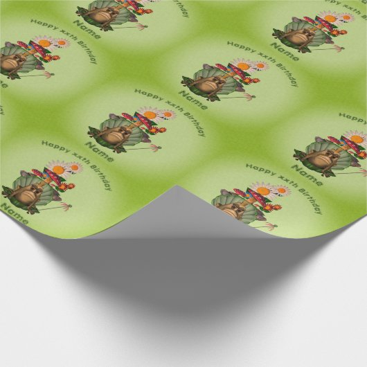 カエルプリンセスマッシュルームパーソナライズされた誕生日 ラッピングペーパー (角)