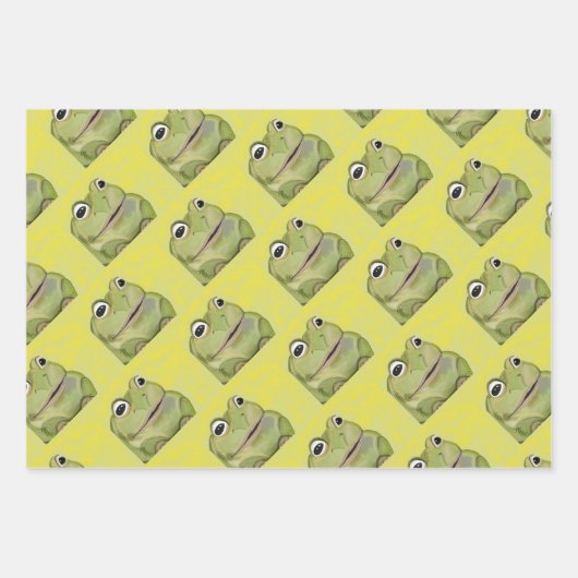 カエルプリント包装紙 ラッピングペーパーシート (正面)