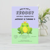 カエルベビー1stバースデーグリーンパーソナライズされた紙吹雪 招待状 (スタンド正面)