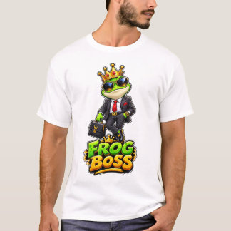 カエルボス - おもしろい王室カエルビジネスマンTシャツ Tシャツ