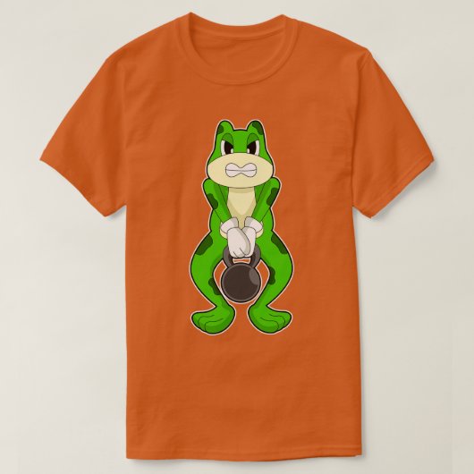 カエルボディビルダンベル Tシャツ (デザイン正面)