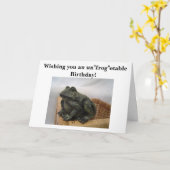 カエルユーモアのある カード (黄色い花)