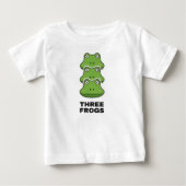 カエル三匹積み重ね かわいい子供Tシャツ ベビーTシャツ (正面)