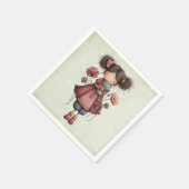 カエル人形を持つ女の子 かわいいファンタジー スタンダードカクテルナプキン (角)