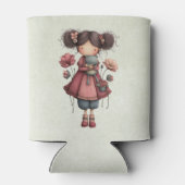 カエル人形を持つ少女 かわいいファンタジー 缶クーラー (裏面)