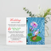 カエル付きリリーパッド結婚式招待状 招待状 (スタンド正面)