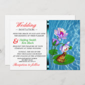 カエル付きリリーパッド結婚式招待状 招待状 (正面/裏面)