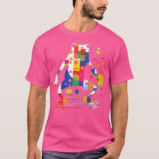 カエル動物モチーフのアートカエル Tシャツ (正面)