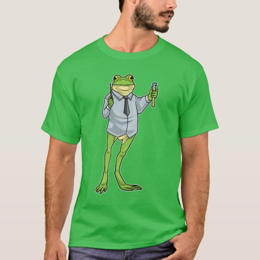 カエル化学教師試験管 Tシャツ (正面)