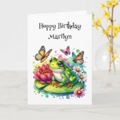 カエル味の誕生日とカラーページがある カード (黄色い花)