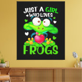カエル大好きな女の子ガール蛙 キャンバスプリント (インサイチュ (リビング))