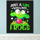 カエル大好きな女の子ガール蛙 キャンバスプリント (インサイチュ (ウッドフロア))