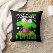 カエル大好きな女の子ガール蛙 クッション (ブランケット)