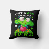 カエル大好きな女の子ガール蛙 クッション (裏面)