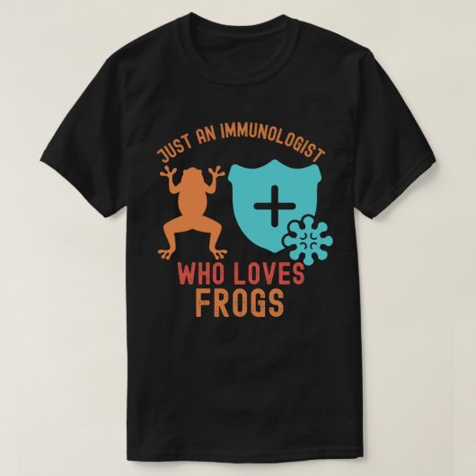 カエル好きなだけの免疫学者 Tシャツ (デザイン正面)