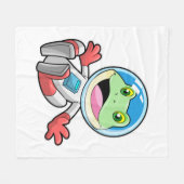 カエル宇宙飛行士の衣装宇宙 フリースブランケット (正面(横))