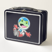 カエル宇宙飛行士の衣装宇宙 メタルランチボックス (正面)