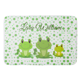 カエル家族の緑の子供 バスマット
